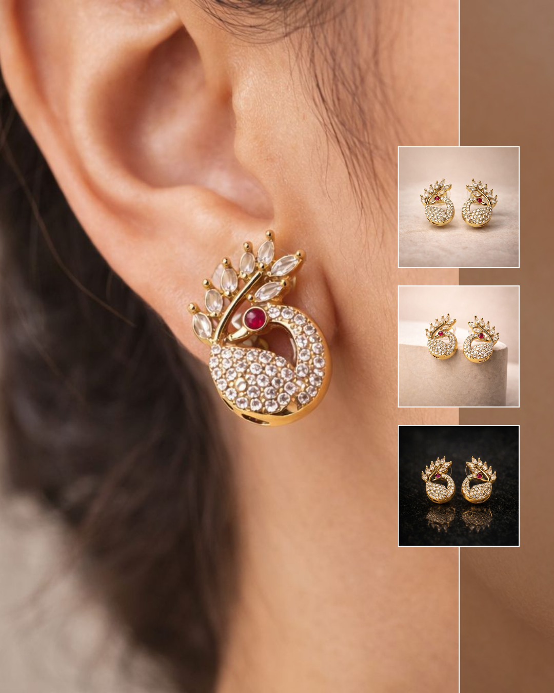 Peacock studs