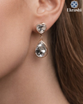 HEART SHAPE GOLD TONE CRYSTAL EARRINGS